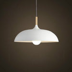 40W 35cm personalità creativa minimalista coperchio semicircolare lampadario in ferro battuto a testa singola ristorante soggiorno lampade dell'hotel, 35cm Black, 35cm White