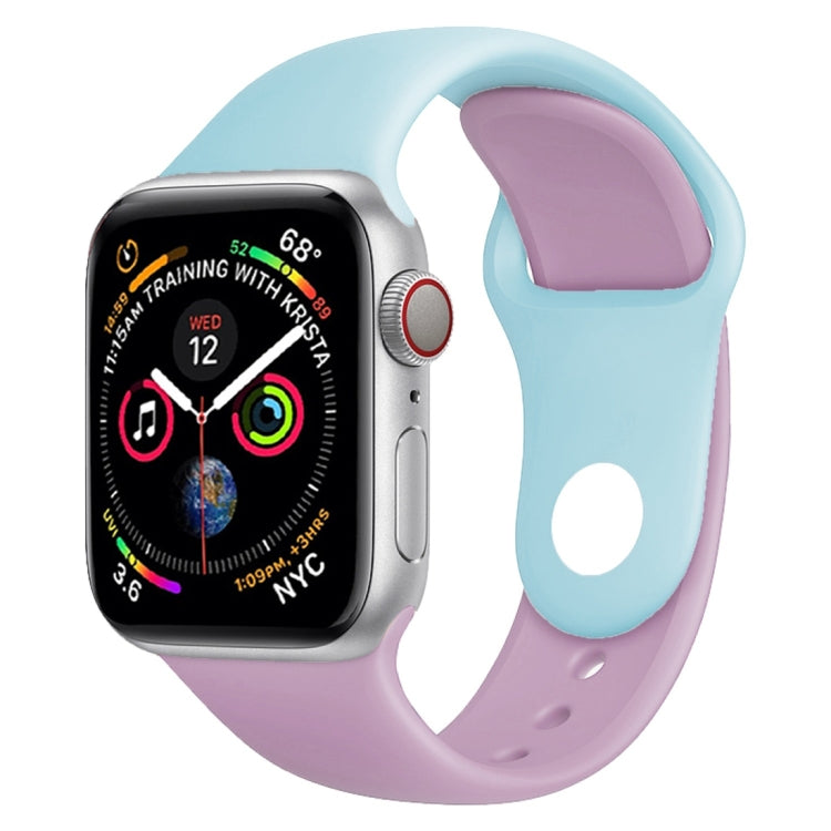 Cinturino in silicone a doppio colore per Apple Watch Series 3 & 2 & 1 42mm (azzurro + rosa chiaro)