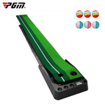 PGM 3m Golf Indoor Swing Grip Putting Trainer Pratica ritmo con fairway di ritorno automatico e 3 palline morbide e 3 palline bicolori, 3m + Balls