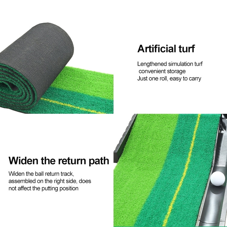 PGM 3m Golf Indoor Swing Grip Putting Trainer Pratica ritmo con fairway di ritorno automatico e 3 palline morbide e 3 palline bicolori, 3m + Balls
