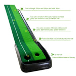 PGM 3m Golf Indoor Swing Grip Putting Trainer Pratica ritmo con fairway di ritorno automatico e 3 palline morbide e 3 palline bicolori, 3m + Balls