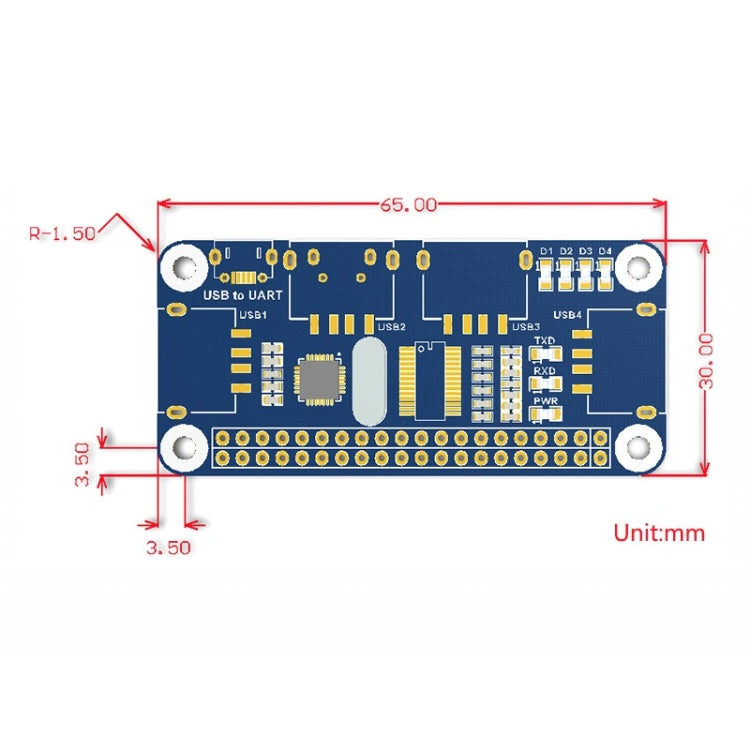 Hub USB 4 porte Waveshare per Raspberry Pi Zero / Zero W