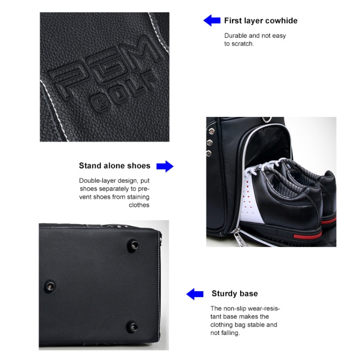 PGM Golf Borsa portatile per abbigliamento da uomo in vera pelle di grande capacità, borsa per scarpe incorporata, YWB021
