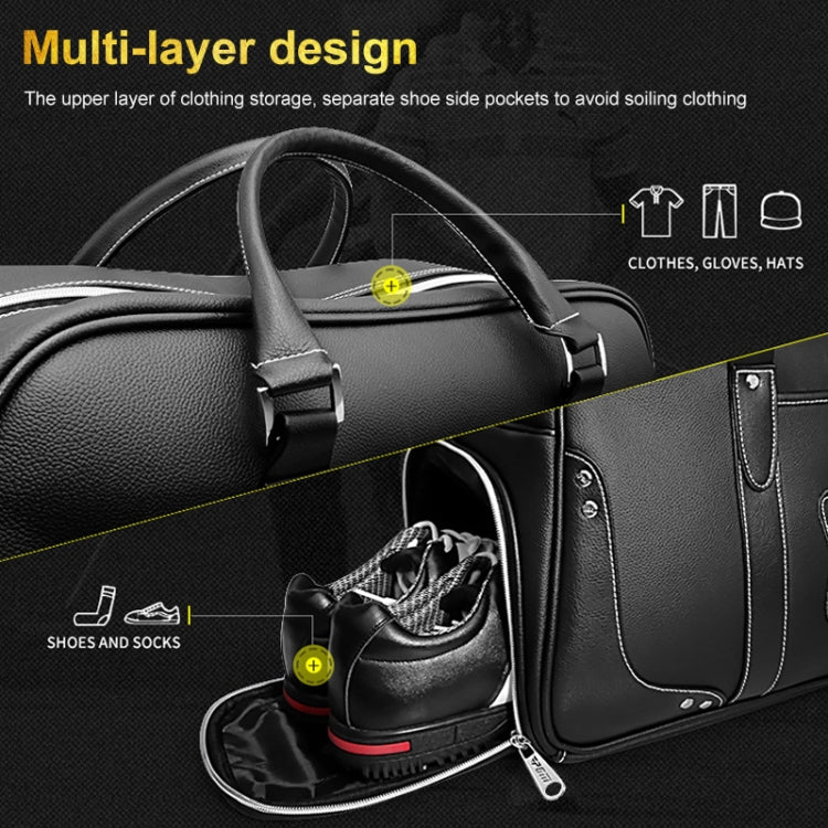 PGM Golf Borsa portatile per abbigliamento da uomo in vera pelle di grande capacità, borsa per scarpe incorporata, YWB021
