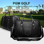 PGM Golf Borsa portatile per abbigliamento da uomo in vera pelle di grande capacità, borsa per scarpe incorporata, YWB021