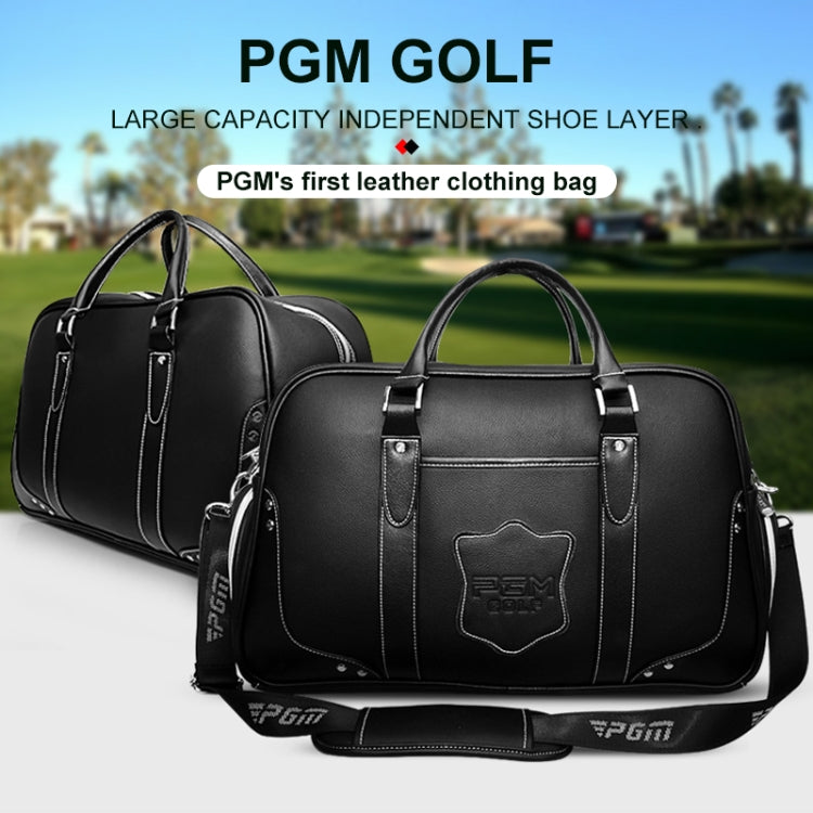 PGM Golf Borsa portatile per abbigliamento da uomo in vera pelle di grande capacità, borsa per scarpe incorporata, YWB021