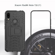 Custodia per telefono antiurto in TPU + PC per pneumatici per Xiaomi Redmi Note 7, con supporto