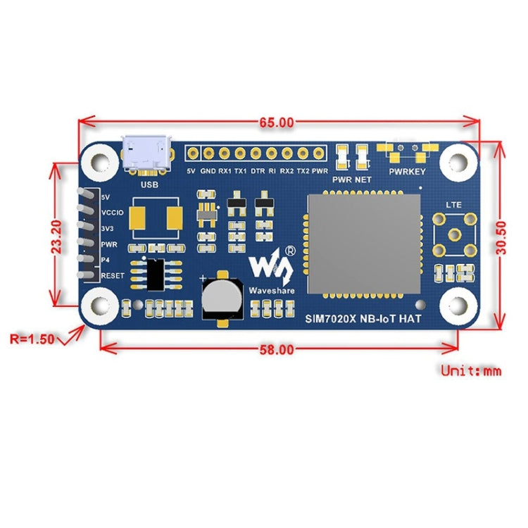 Waveshare NB-IoT HAT per Raspberry Pi, per Europa, Asia, Africa, Australia, NB-IoT HAT