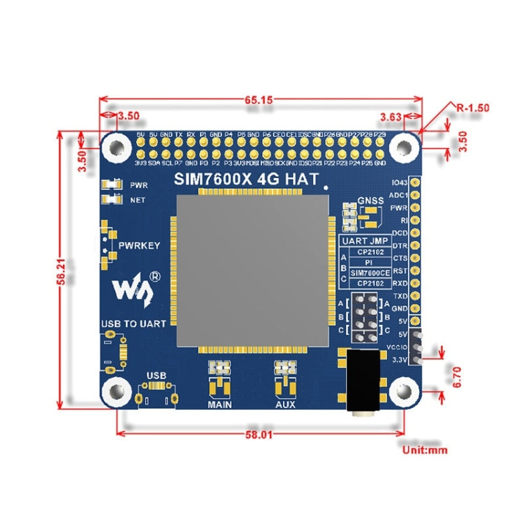 CAPPELLO Waveshare 4G / 3G / 2G / GSM / GPRS / GNSS per Raspberry Pi, LTE CAT4, per la Cina