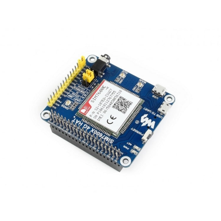 Waveshare 4G / 3G / 2G / GSM / GPRS / GNSS HAT per Raspberry Pi, LTE CAT4, per Sud-est asiatico, Asia occidentale, Europa, Africa, 4G / 3G / 2G / GSM / GPRS / GNSS HAT