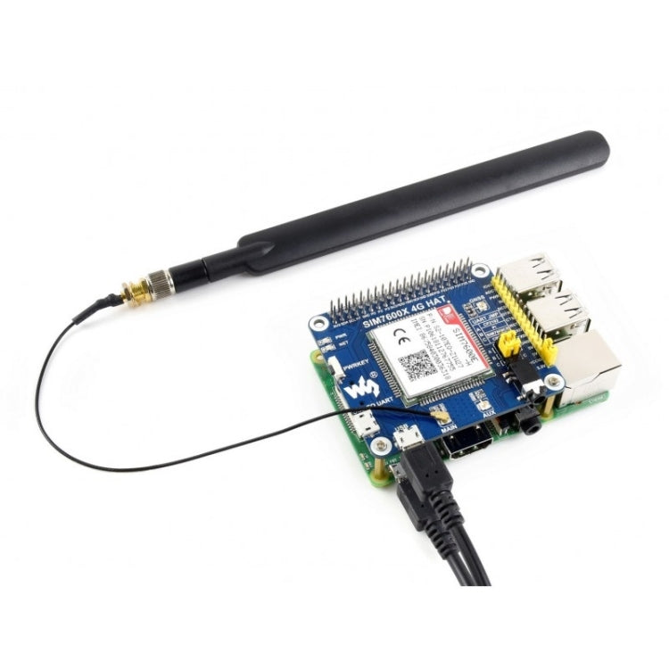 Waveshare 4G / 3G / 2G / GSM / GPRS / GNSS HAT per Raspberry Pi, LTE CAT4, per Sud-est asiatico, Asia occidentale, Europa, Africa, 4G / 3G / 2G / GSM / GPRS / GNSS HAT