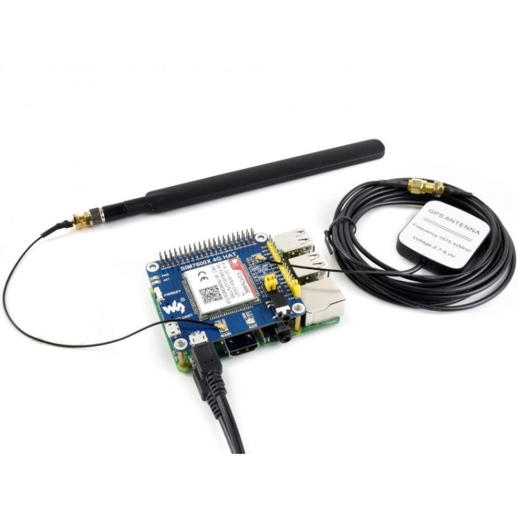 Waveshare 4G / 3G / 2G / GSM / GPRS / GNSS HAT per Raspberry Pi, LTE CAT4, per Sud-est asiatico, Asia occidentale, Europa, Africa, 4G / 3G / 2G / GSM / GPRS / GNSS HAT