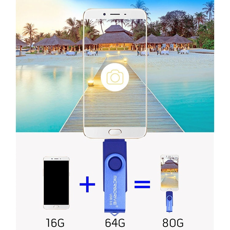 MicroDrive 16GB USB 3.0 Telefono Android e computer Disco U rotante in metallo a doppio uso, 16GB