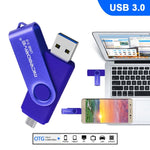 MicroDrive 16GB USB 3.0 Telefono Android e computer Disco U rotante in metallo a doppio uso, 16GB
