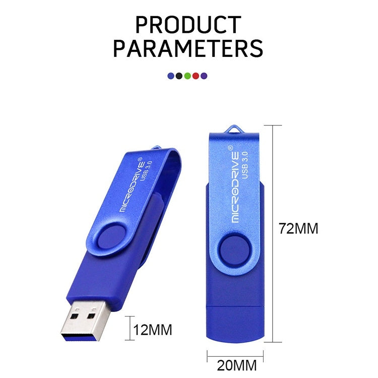 MicroDrive 16GB USB 3.0 Telefono Android e computer Disco U rotante in metallo a doppio uso, 16GB