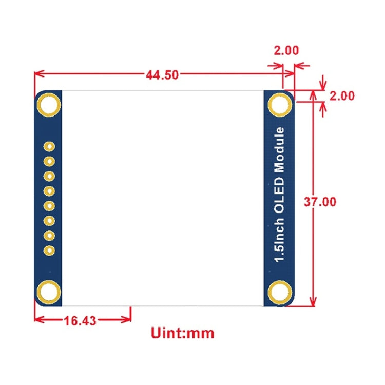 Modulo display OLED 128x128 da 1,5 pollici generico Waveshare, interfaccia SPI/I2C, 13992