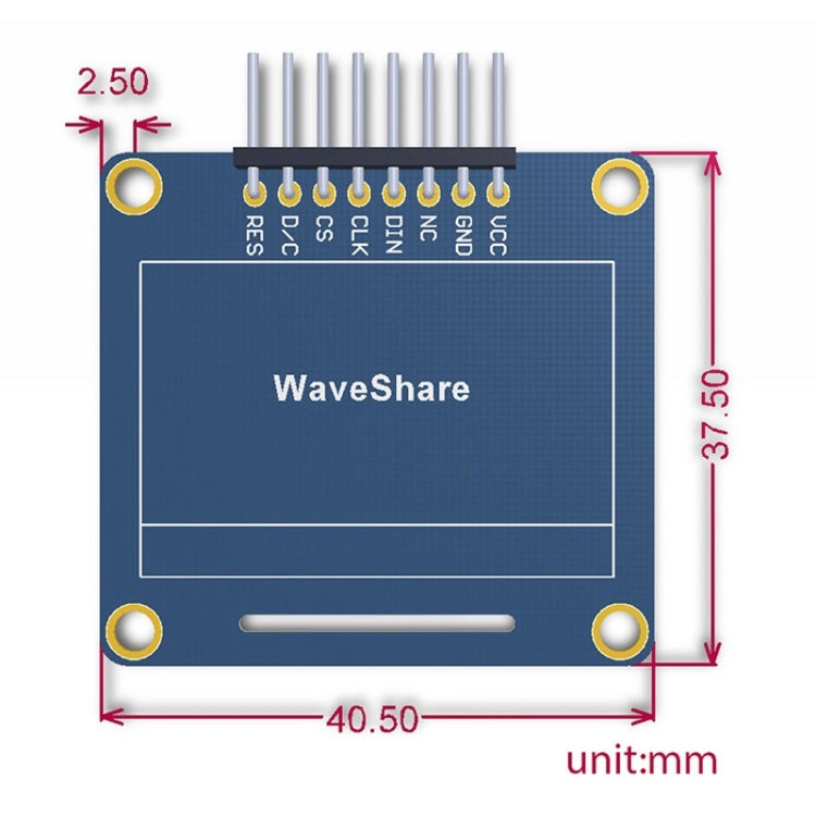 Waveshare da 1,3 pollici 128*64 OLED, interfacce SPI/I2C, pinheader verticale dritto