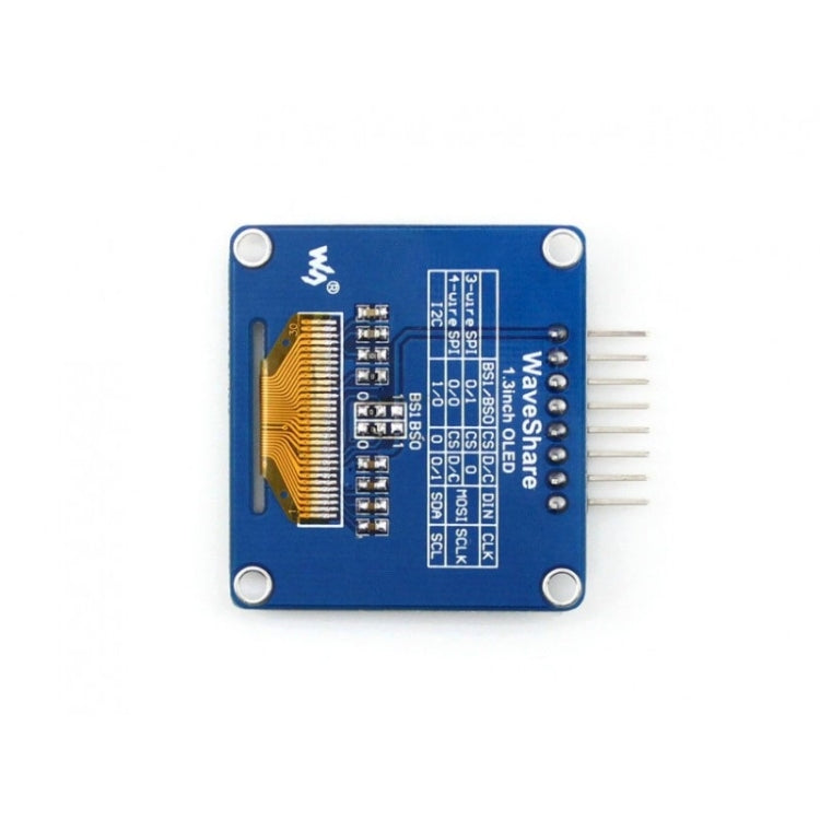 Waveshare 1,3 pollici 128*64 OLED(A), interfacce SPI/I2C, Pinheader orizzontale curvo