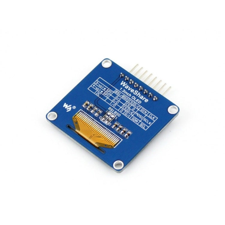 Waveshare 1,3 pollici 128*64 OLED(A), interfacce SPI/I2C, Pinheader orizzontale curvo