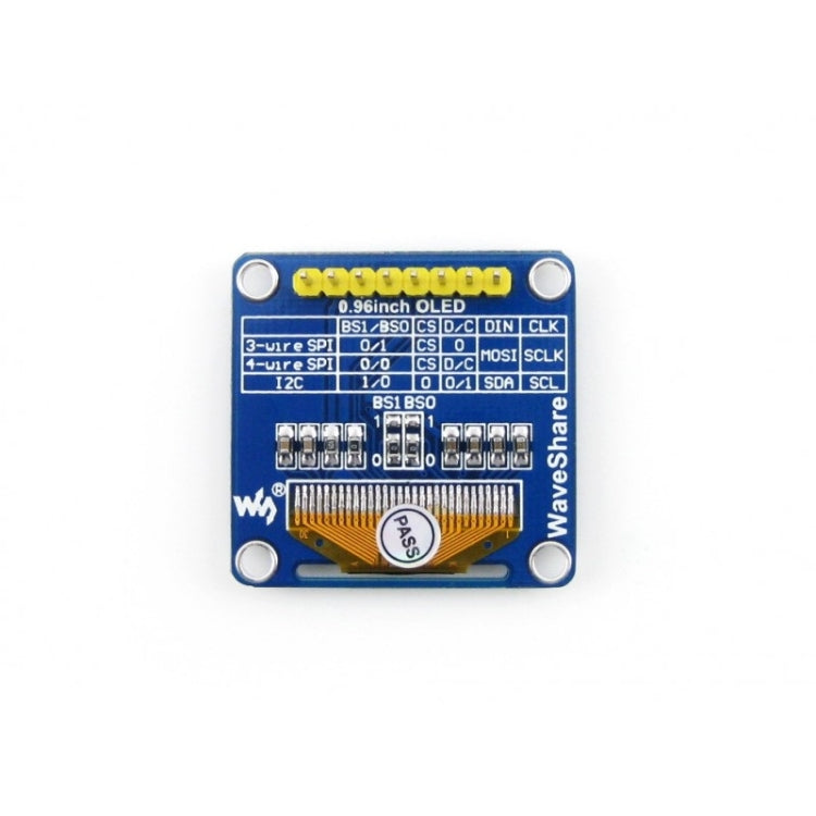 Waveshare 0,96 pollici 128*64 OLED (B), interfacce SPI/I2C, pinheader verticale dritto