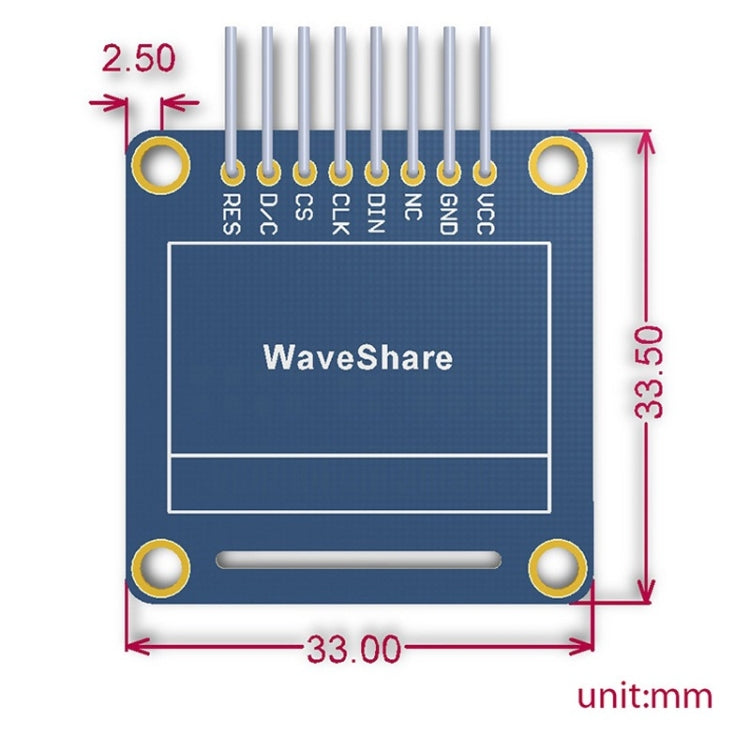 Waveshare 0,96 pollici 128*64 OLED (B), interfacce SPI/I2C, pinheader verticale dritto