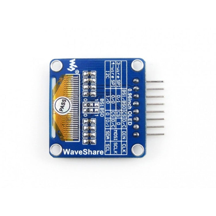 Waveshare 0,96 pollici 128*64 OLED (A), interfacce SPI/I2C, pinheader orizzontale angolato