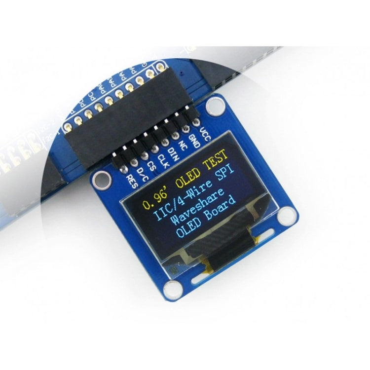 Waveshare 0,96 pollici 128*64 OLED (A), interfacce SPI/I2C, pinheader orizzontale angolato