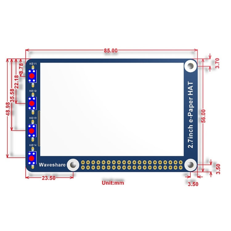 Waveshare Display E-Ink 2,7" 264x176 per Raspberry Pi SPI