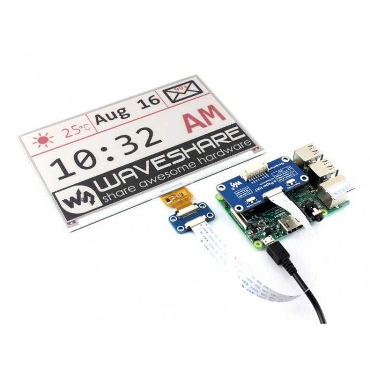 Waveshare 7,5 pollici 640x384 E-Ink Display HAT per Raspberry Pi, tre colori, interfaccia SPI