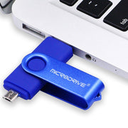 Computer portatile USB 2.0 MicroDrive da 32 GB Disco a U in metallo OTG rotante a doppio uso, 32GB