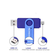 Computer portatile USB 2.0 MicroDrive da 32 GB Disco a U in metallo OTG rotante a doppio uso, 32GB
