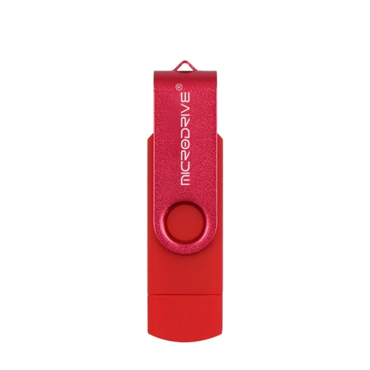 Computer portatile USB 2.0 MicroDrive da 32 GB Disco a U in metallo OTG rotante a doppio uso, 32GB
