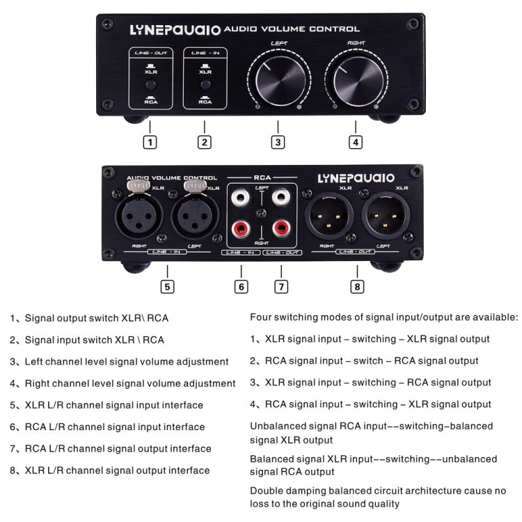 LINEPAUDIO A977 Switcher 2 In 2 Out Preamplificatore passivo full-balance Altoparlante attivo Doppia sorgente sonora Controller del volume, A977