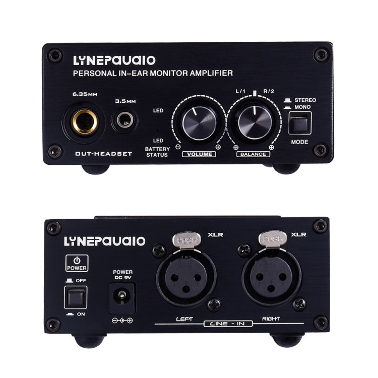 LINEPAUDIO B982 Amplificatore di potenza Strumento per batterista Amplificatore di segnale monitor per cuffie, doppio ingresso XLR, B982