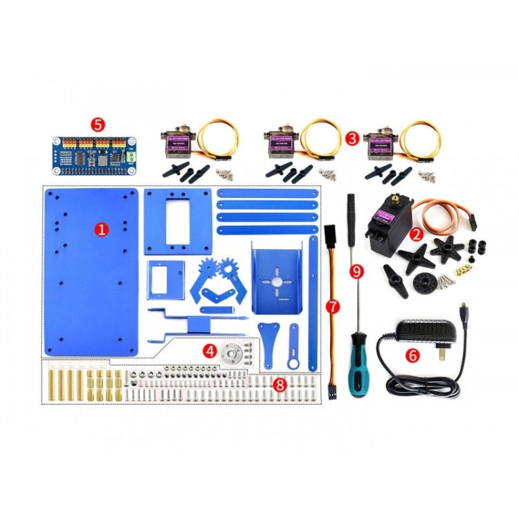 Kit braccio robot in metallo Waveshare 4-DOF per Raspberry Pi, telecomando Bluetooth/WiFi, spina americana