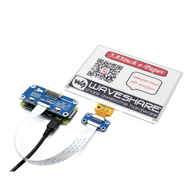 Waveshare 5,83 pollici 600x448 Pixel Rosso Nero Bianco Display E-Ink a tre colori HAT (B) per Raspberry Pi, interfaccia SPI, 14600