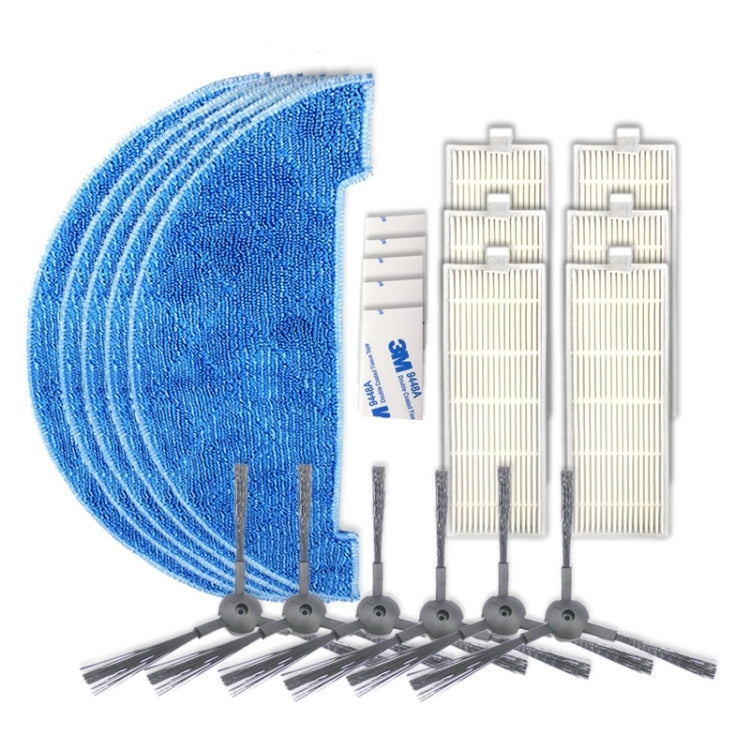 XI297 3 paia spazzole laterali K614 + 5 pezzi stracci K636 + 6 filtri I207 pezzi + 5 adesivi adesivi magici G604 per ILIFE A4