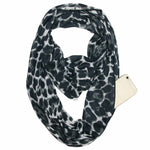 Sciarpa multifunzionale con design tascabile con zip alla moda (leopardo nero rosso)