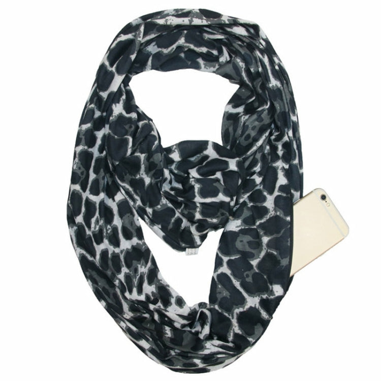 Sciarpa multifunzionale con design tascabile con zip alla moda (leopardo nero rosso)