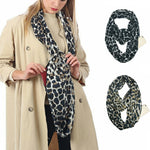 Sciarpa multifunzionale con design tascabile con zip alla moda (leopardo nero rosso)