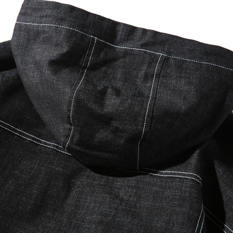 Giacca in denim da uomo con stampa di lettere casual con cappuccio, M, L, XL, XXL, XXXL, XXXXL