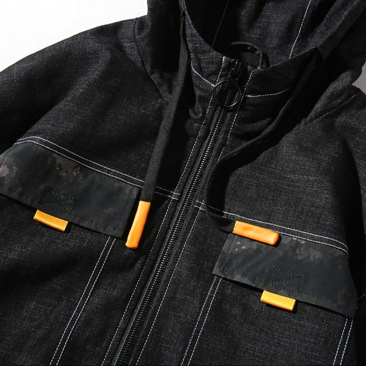Giacca in denim da uomo con stampa di lettere casual con cappuccio, M, L, XL, XXL, XXXL, XXXXL