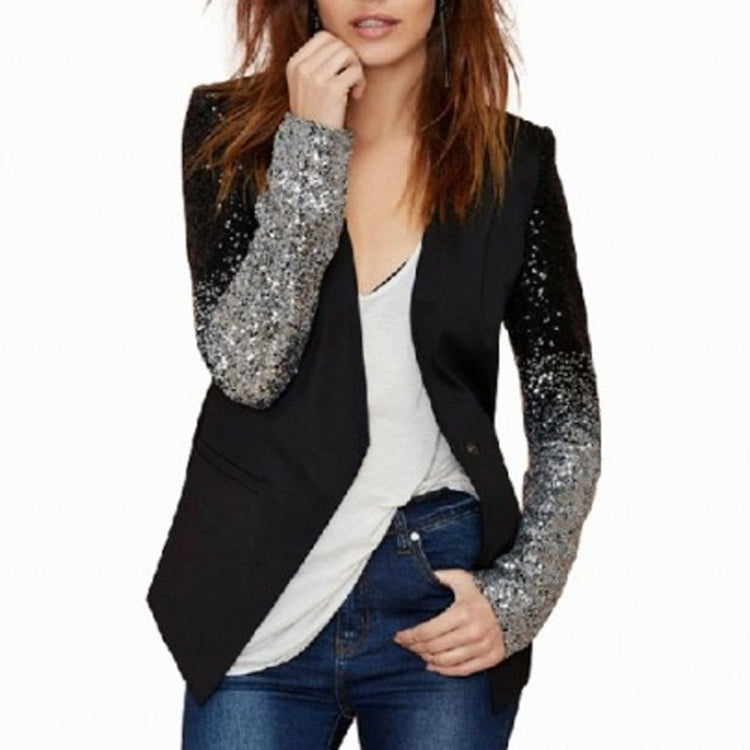 Abito da donna nero con paillettes manica lunga