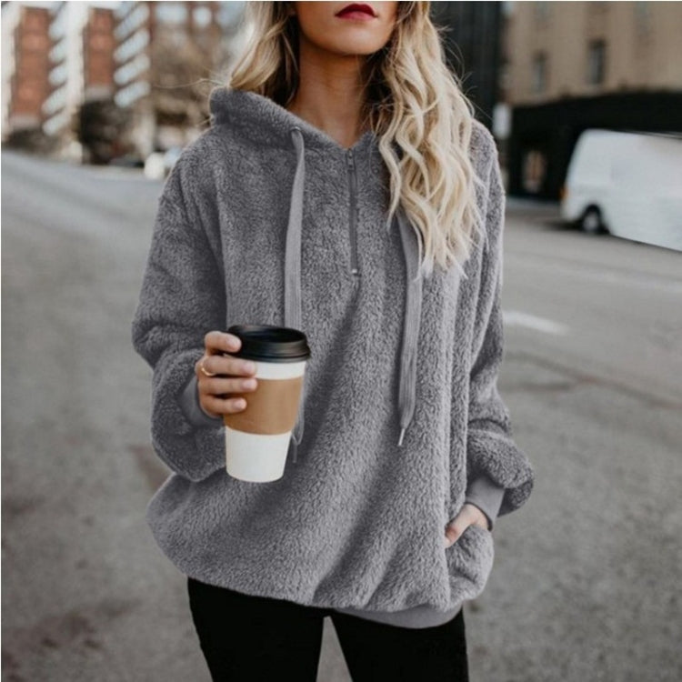 Cappotto maglione donna con cappuccio in fleece