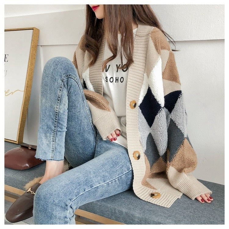 Cardigan in maglia spessa con maniche lunghe Free Size