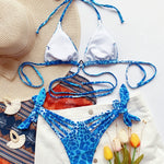 Costume da bagno bikini leopardato con spalline, S, M, L