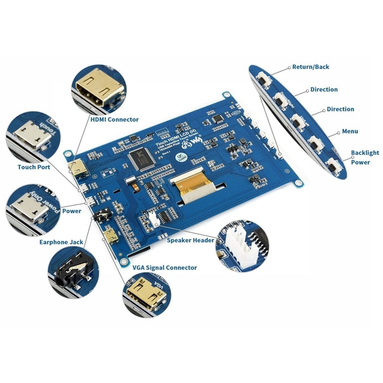 WAVESHARE 7 pollici HDMI LCD (H) IPS 1024x600 touch screen capacitivo, 7 inch