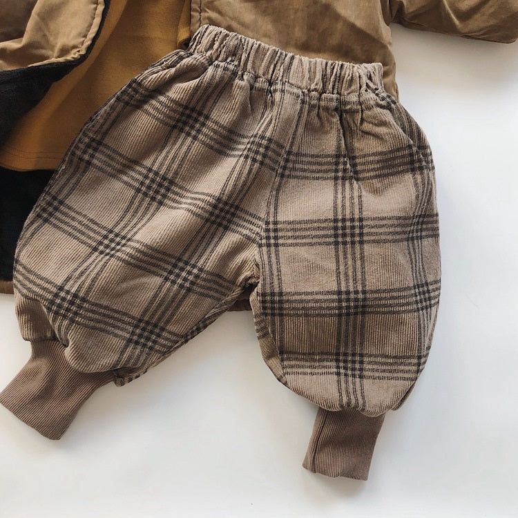 Bloomer scozzesi e velluto per bambini e pantaloni con coulisse, 80, 90, 100, 110, 120, 130