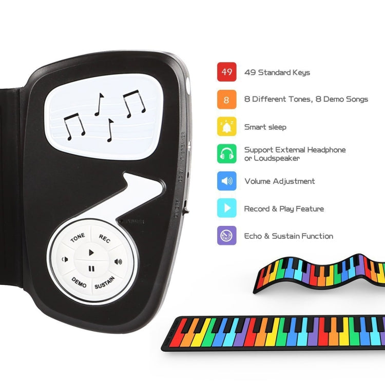Pianoforte elettronico per bambini in silicone a mano a 49 tasti, colored