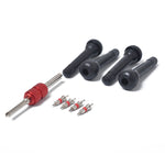 Stelo valvola corto in gomma nera a scatto (TR418) Confezione da 4 con chiave per nucleo valvola per fori per cerchioni Tubeless da 0,453 pollici 11,5 mm su pneumatici per veicoli standard, TR418